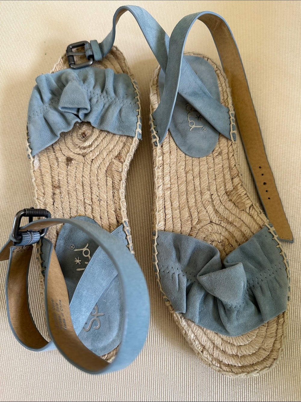 Splendid Suede Espadrille Sandals in Dusty Blue w/suede upper and jute bottom